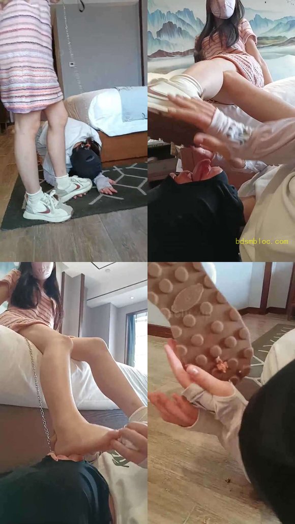 【爱可呀】双S-带素人朋友玩狗-强迫舔脏鞋白袜裸足/骑狗背