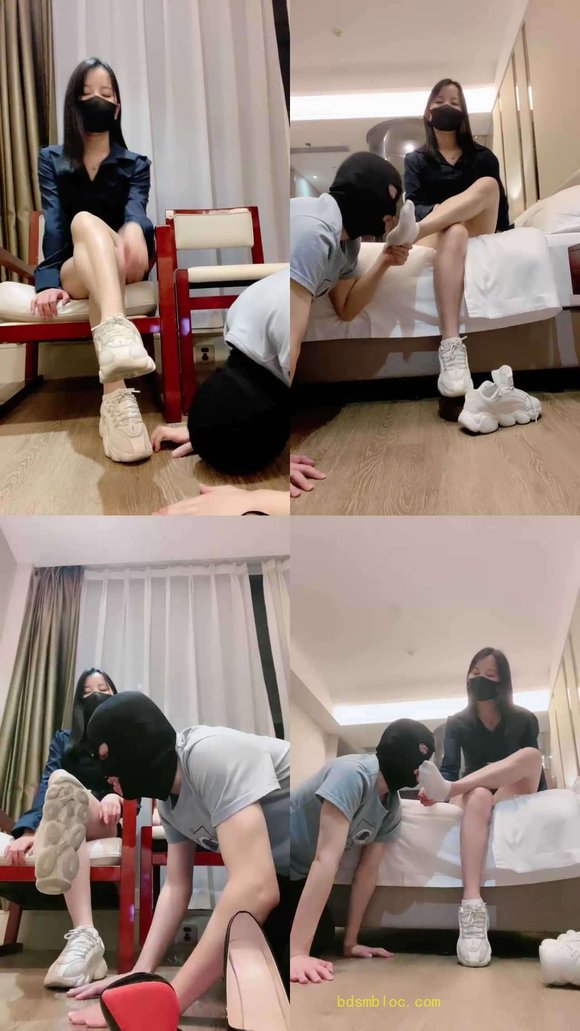 【漫漫S】沉浸式tj-小白鞋棉袜+高跟黑丝诱惑脚奴【双视角版】