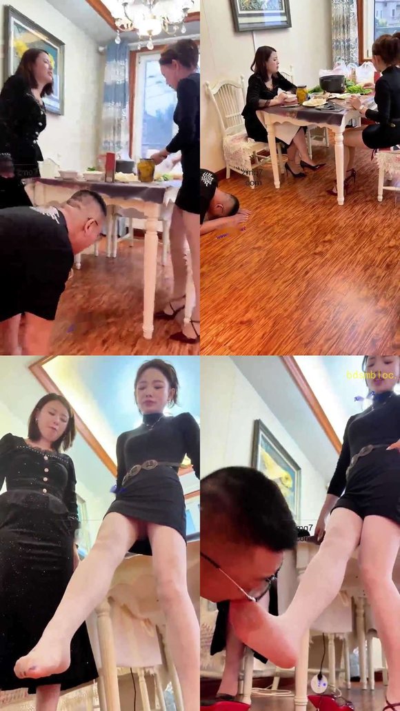 【冷月大大】家奴服侍闺蜜用餐