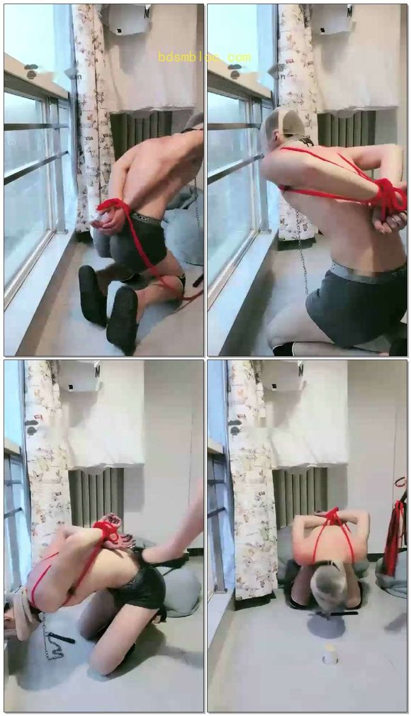 【林夕女王】捆绑暴揍瘦狗，打哭，喝浓稠的圣水，给圣水磕头