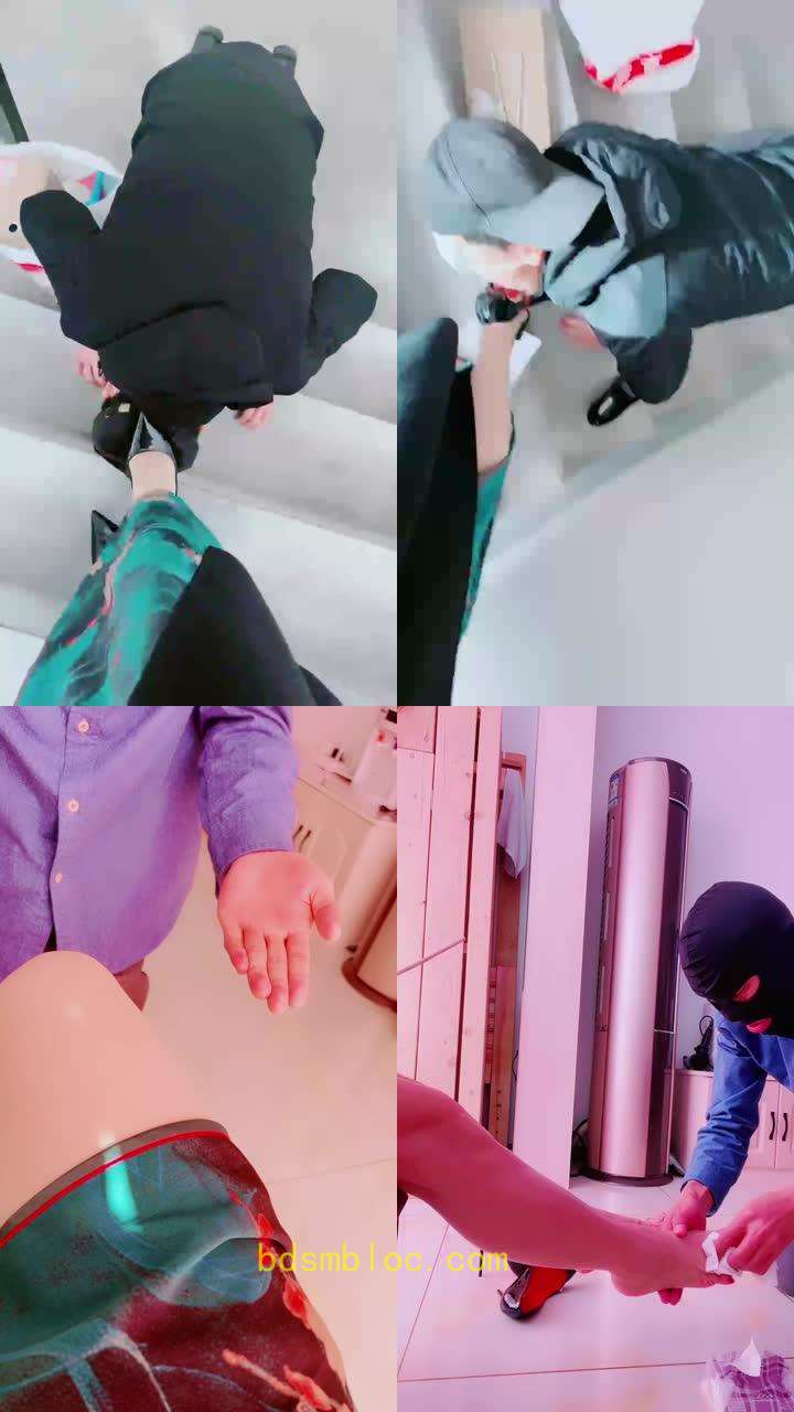 【媚朵】旗袍女S楼道调奴舔脚踩狗爪