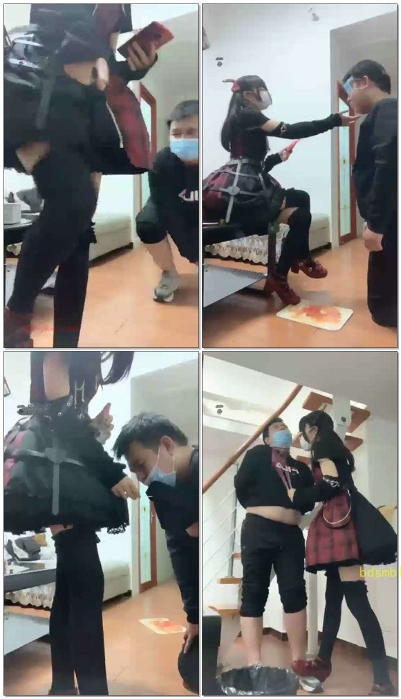 【芃芃大人】极品萝莉脚喂食虐乳窒息遛狗