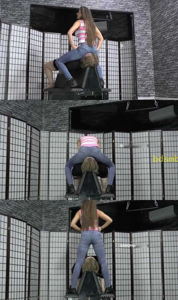 【欧美女王】女神紧身牛仔裤美臀坐脸窒息人脸座椅 高冷女主人把狗脸当板凳