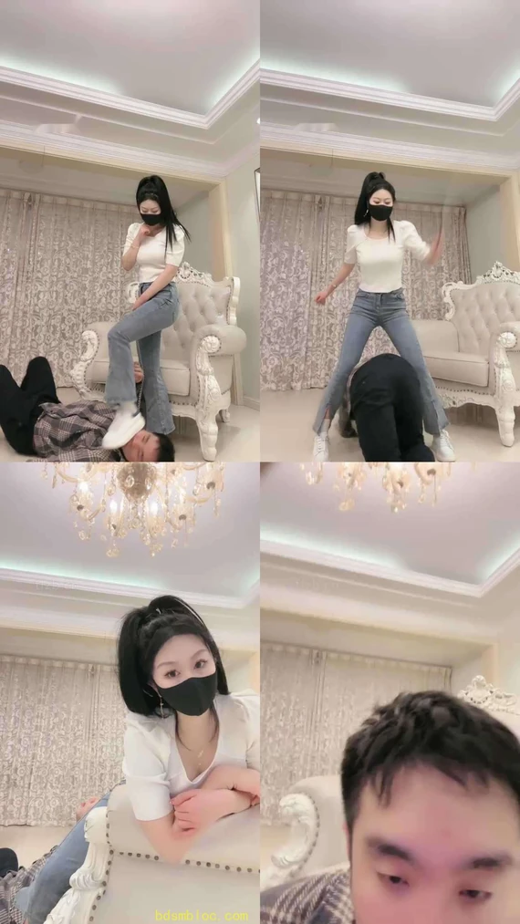 【桃幼幼】家奴驯养记-小白鞋白袜踩/藤条抽/揪耳朵/耳光