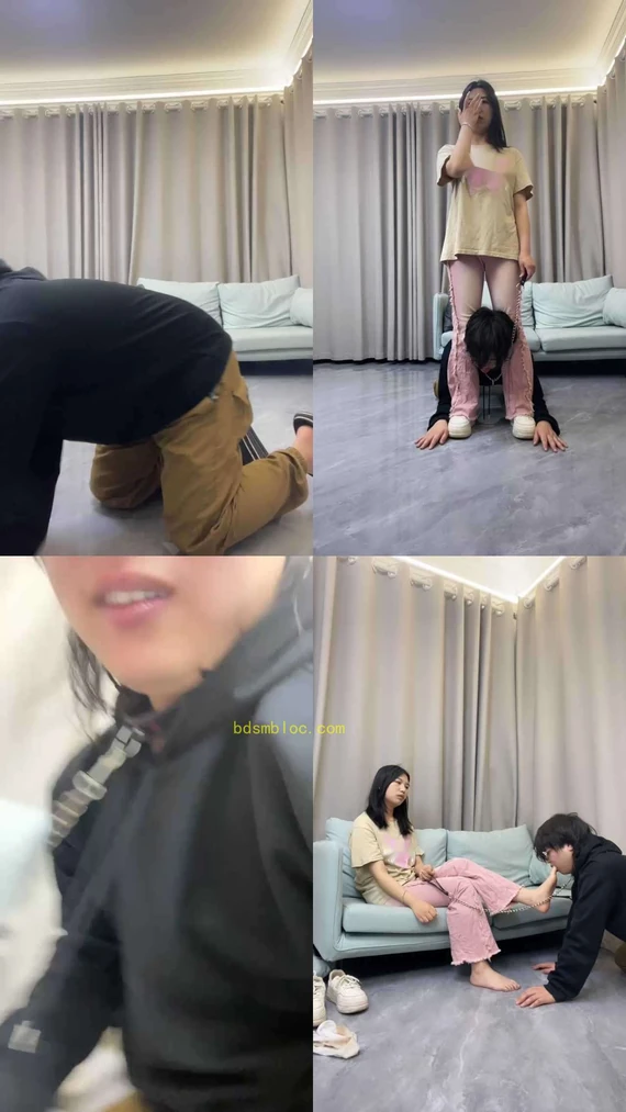 【素人挖掘机】可爱学生主-骑马抽耳光/踩踏/sp/舔脏鞋底白袜