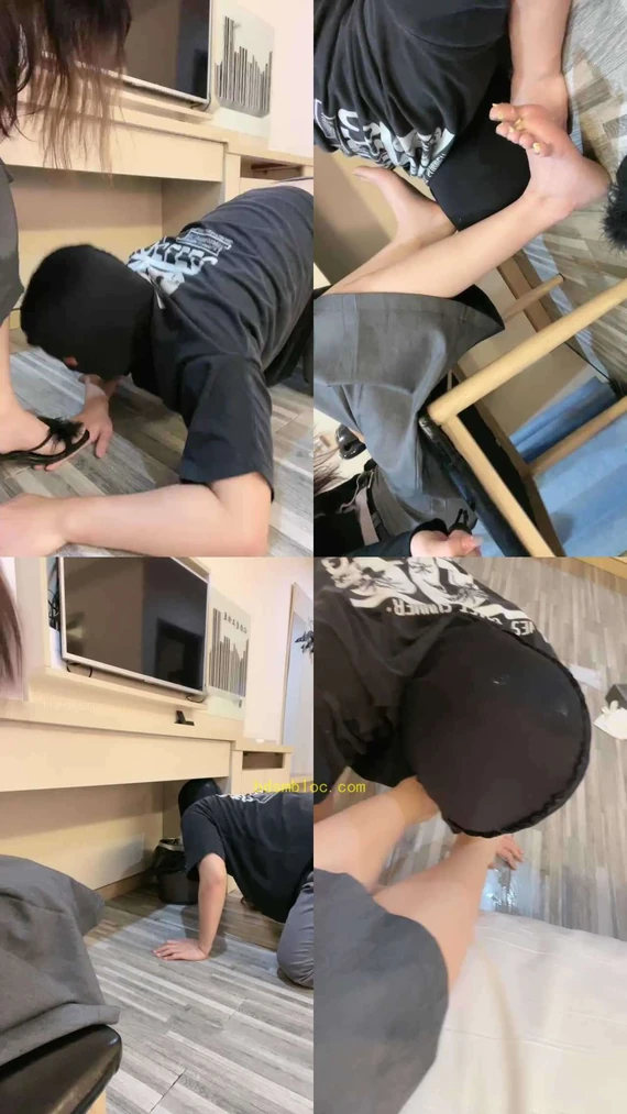 【LL77】晨调恋足狗-鞋底口水喂食/脚耳光/踩踏骑马