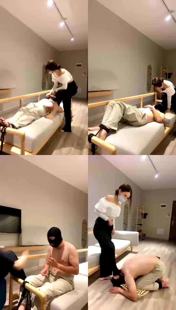 【番番奶奶S】调教老贱奴，全体中踩脸，掐腿掐胳膊