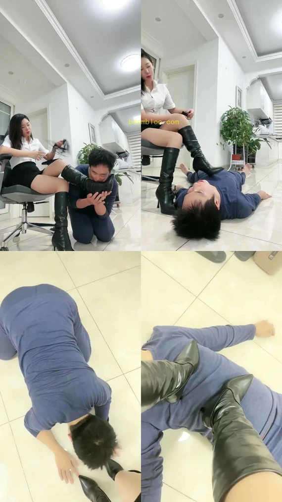 【乔妹儿】高跟长靴踩/喂口水/跪舔脏鞋/物化烟灰缸