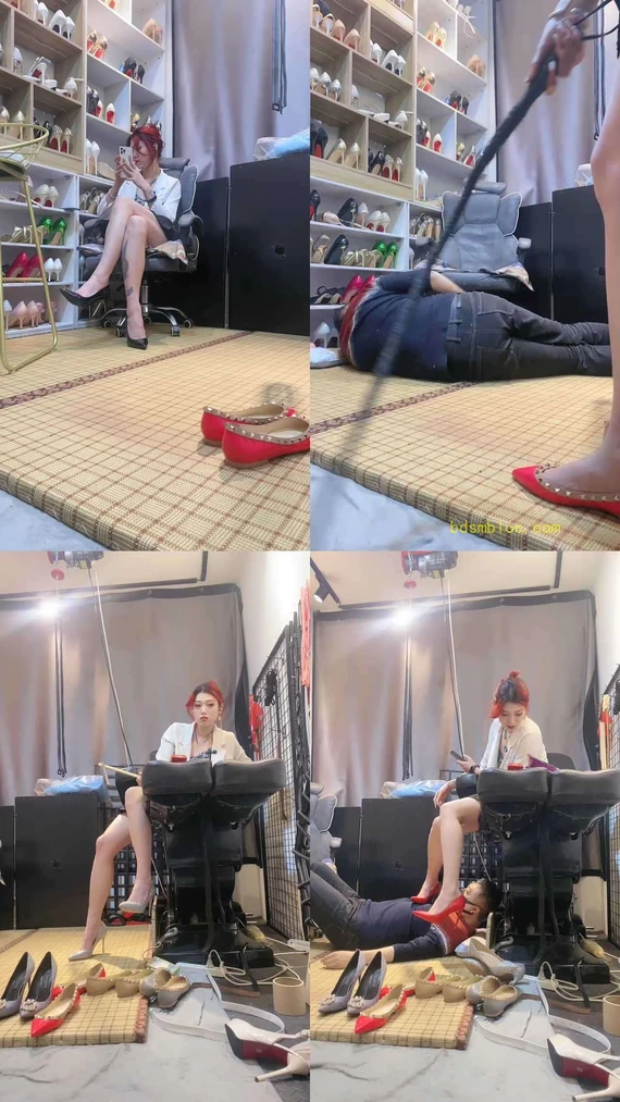 【冰诺】高跟美腿蹂躏地毯狗